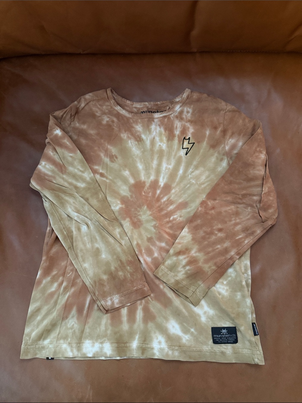 Munster Tie-Dye Long Sleeve Tee in Tan and Cream
